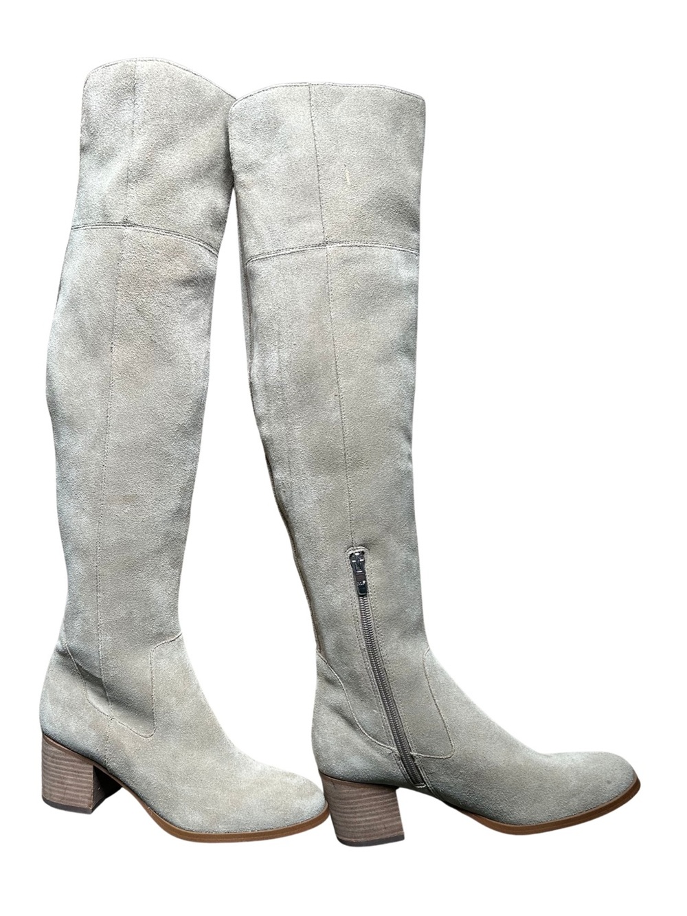 Marc Fisher Women's Over-the-Knee Suede Boots in Light tan - Stylish Block Heel